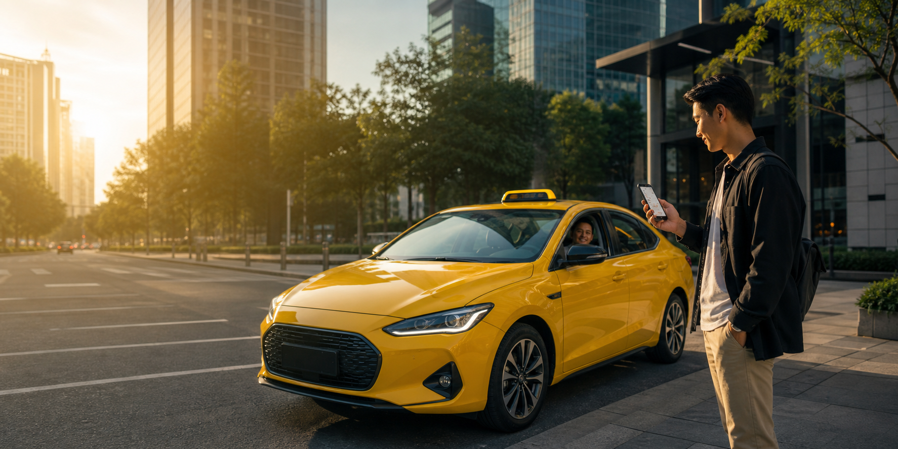 Taxi pickup scene